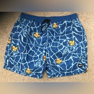 Neff Mens XXL  Swim Trunks - Blue with Duck Print
